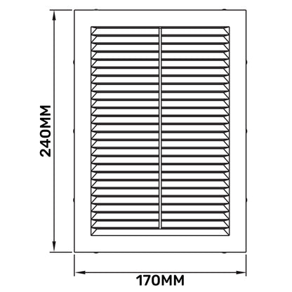 White Louvre Vent with Fly Screen, 170mm x 240mm