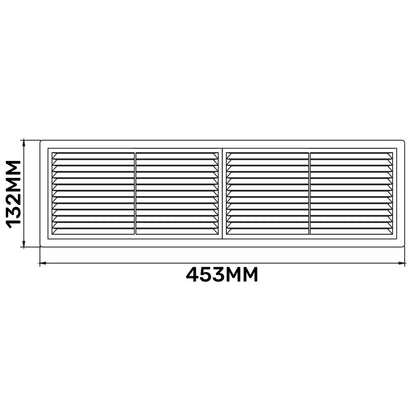 White Louvre Vent with Fly Screen, 110mm x 430mm