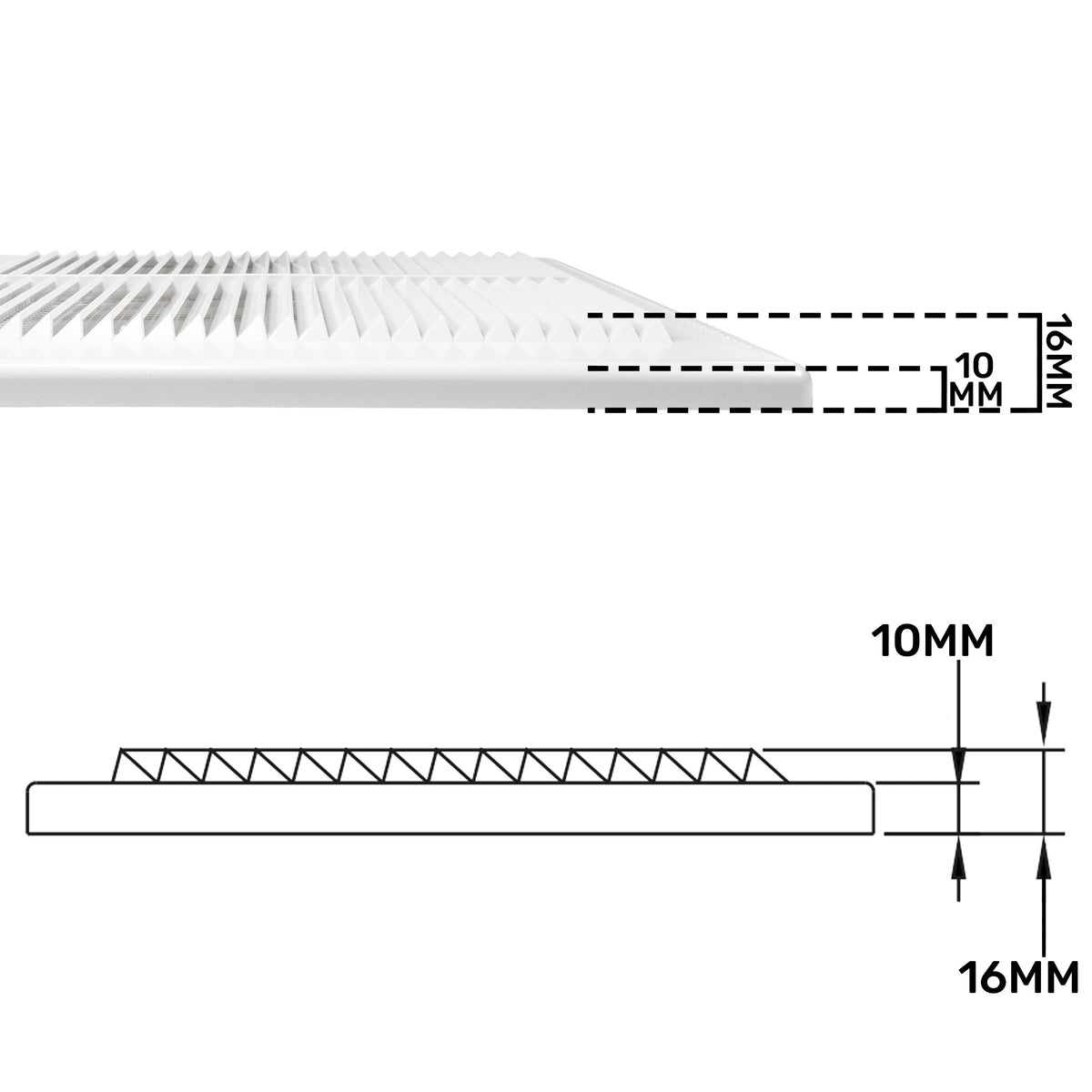 White Louvre Vent with Fly Screen, 210mm x 210mm