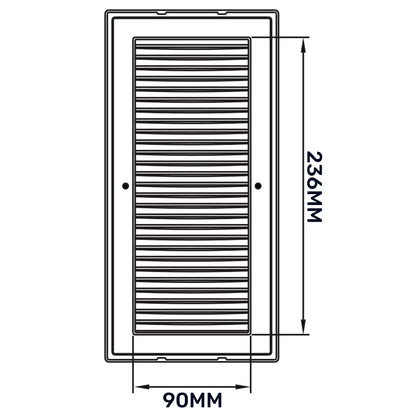 Luxury White Duo Smart Louvre Vent with Fly Mesh, 90mm x 240mm