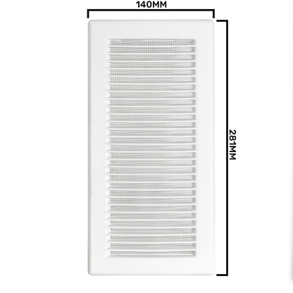 Luxury White Duo Smart Louvre Vent with Fly Mesh, 90mm x 240mm
