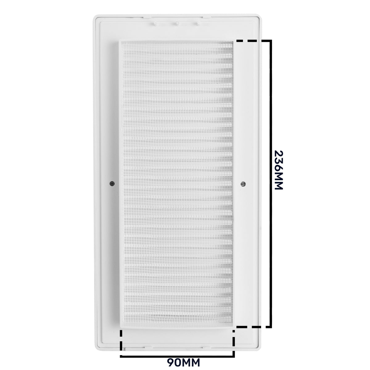 Luxury White Duo Smart Louvre Vent with Fly Mesh, 90mm x 240mm