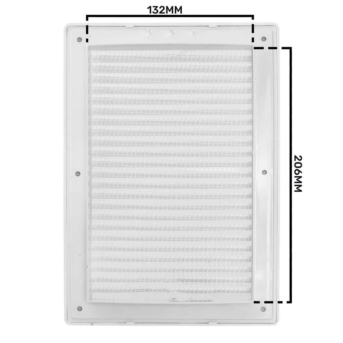Luxury White Duo Smart Louvre Vent with Fly Mesh, 140mm x 210mm