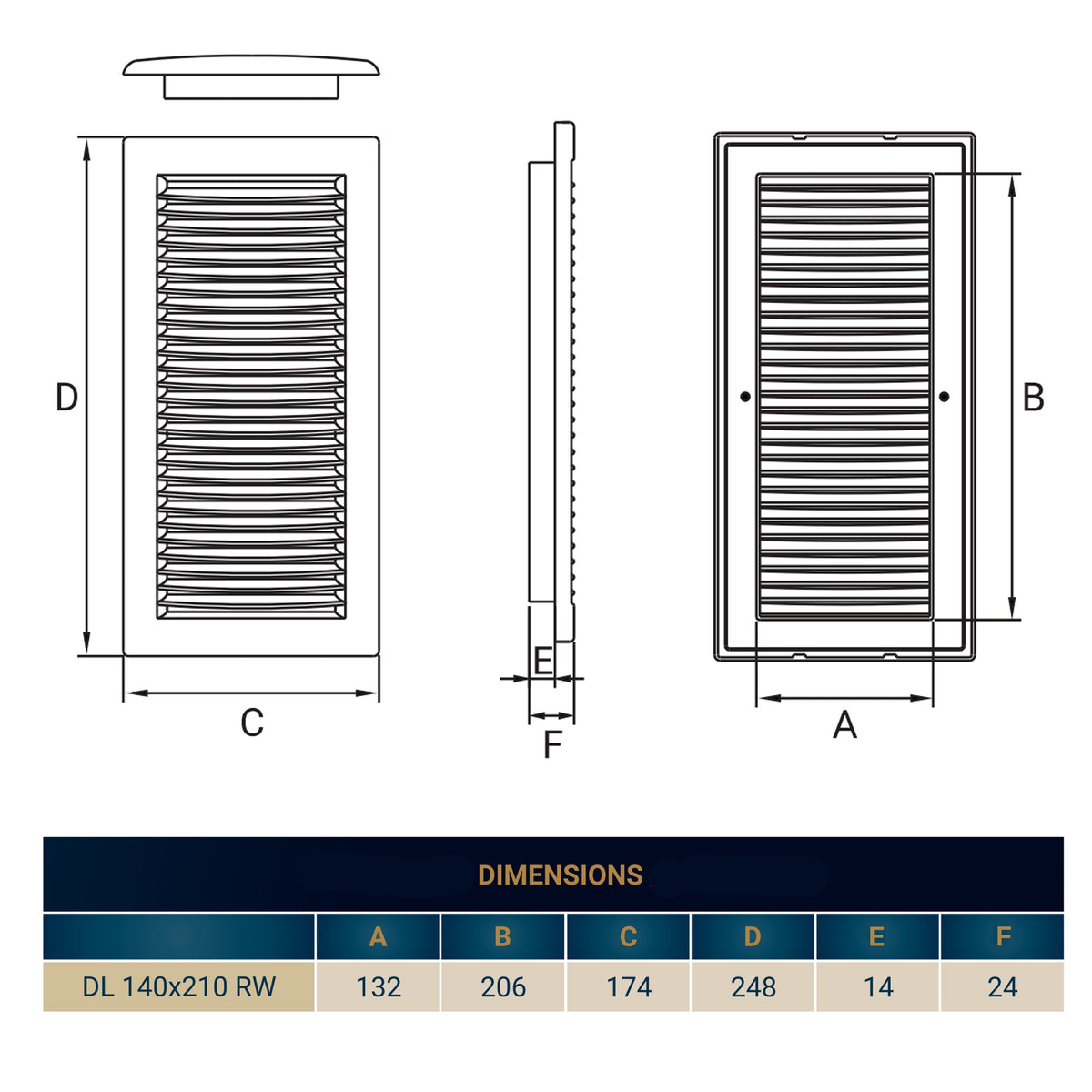 Luxury White Duo Smart Louvre Vent with Fly Mesh, 140mm x 210mm