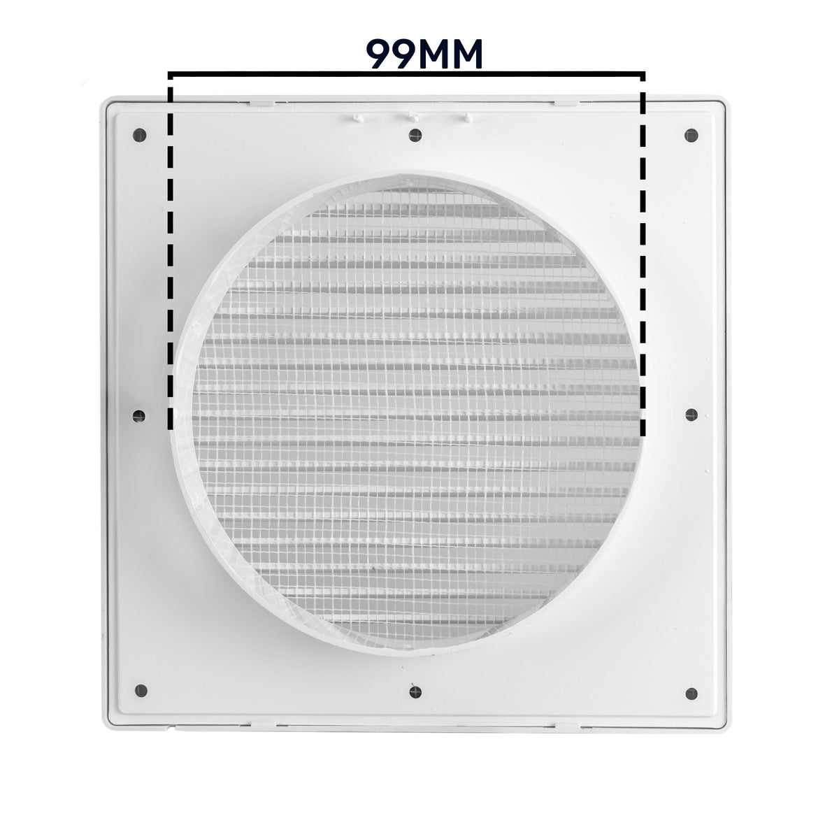 Luxury White Duo Smart Louvre Vent with Fly Mesh, 100mm x 100mm