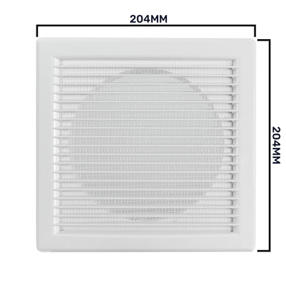 Luxury White Duo Smart Louvre Vent with Fly Mesh, 150mm x 150mm