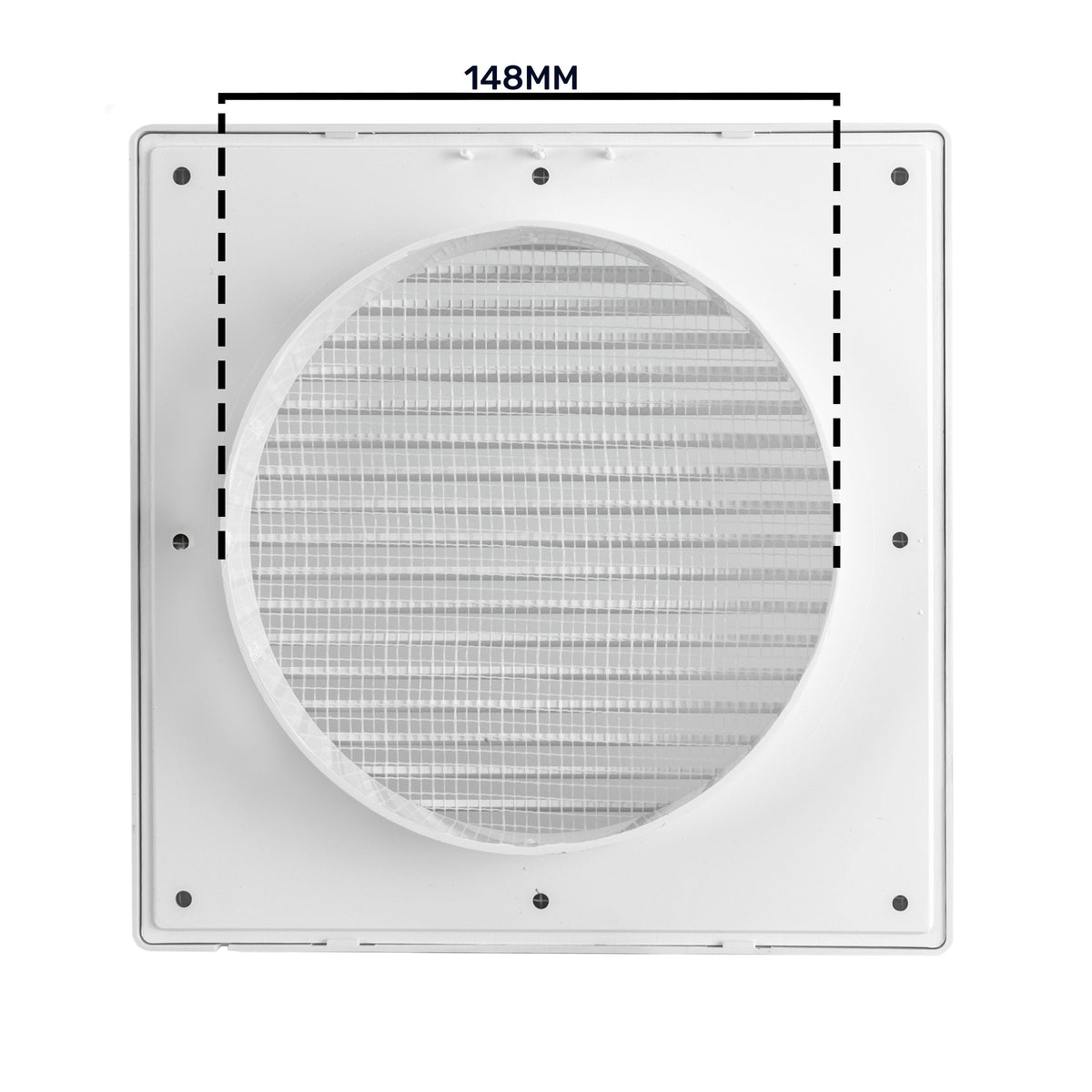 Luxury White Duo Smart Louvre Vent with Fly Mesh, 150mm x 150mm
