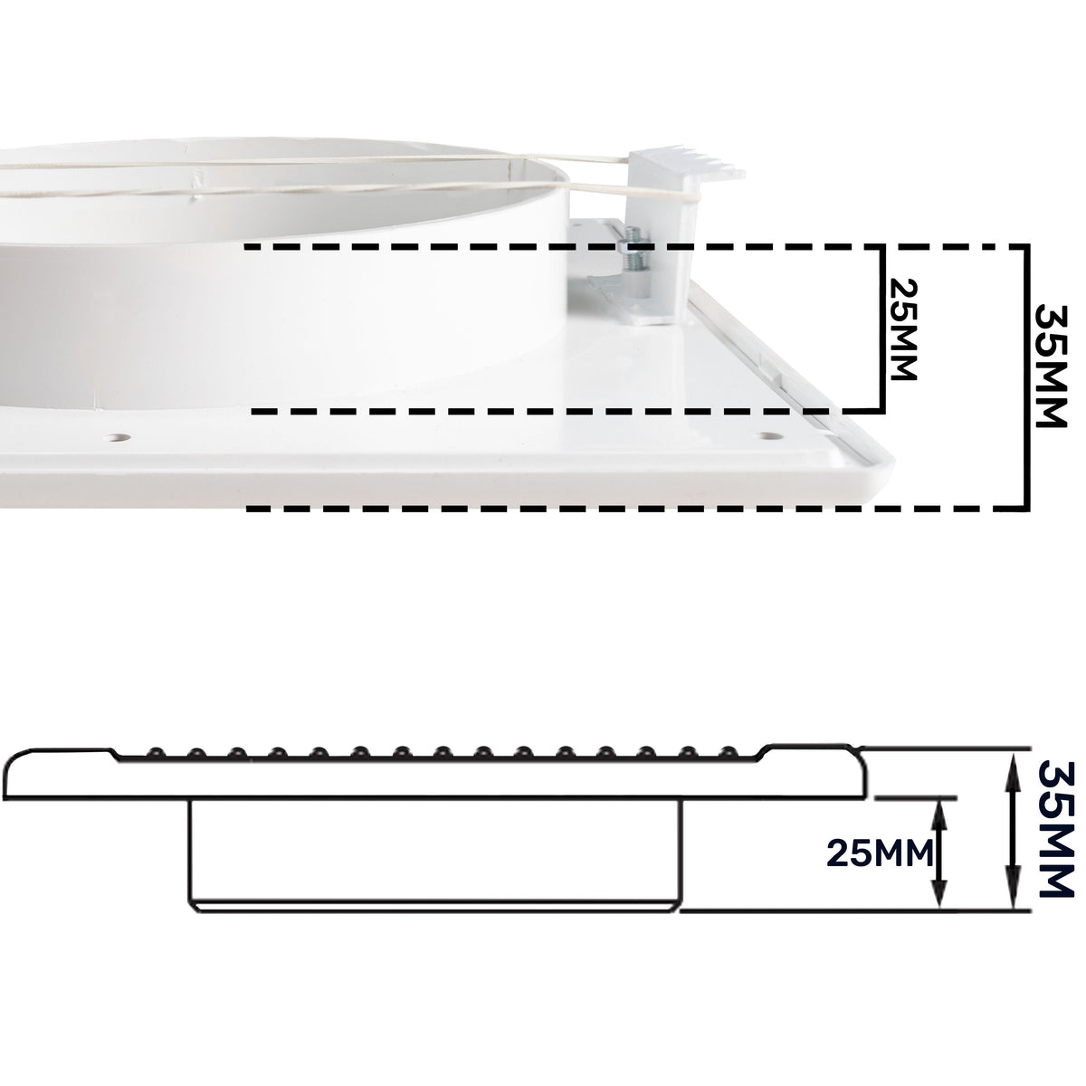 Luxury White Duo Smart Louvre Vent with Fly Mesh, 150mm x 150mm