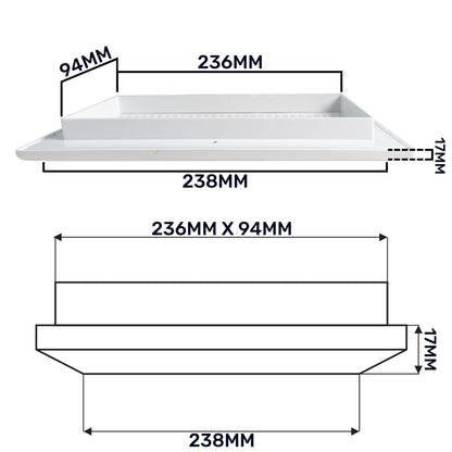 White Duo Smart Louvre Vent with Fly Mesh, 90mm x 240mm