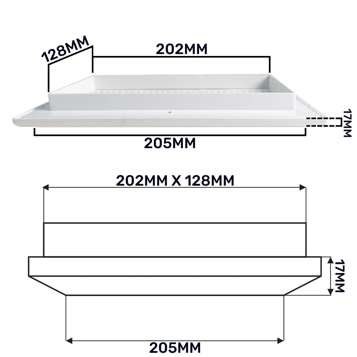 White Duo Smart Louvre Vent with Fly Mesh, 140mm x 210mm