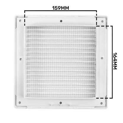 White Duo Smart Louvre Vent with Fly Mesh, 165mm x 165mm