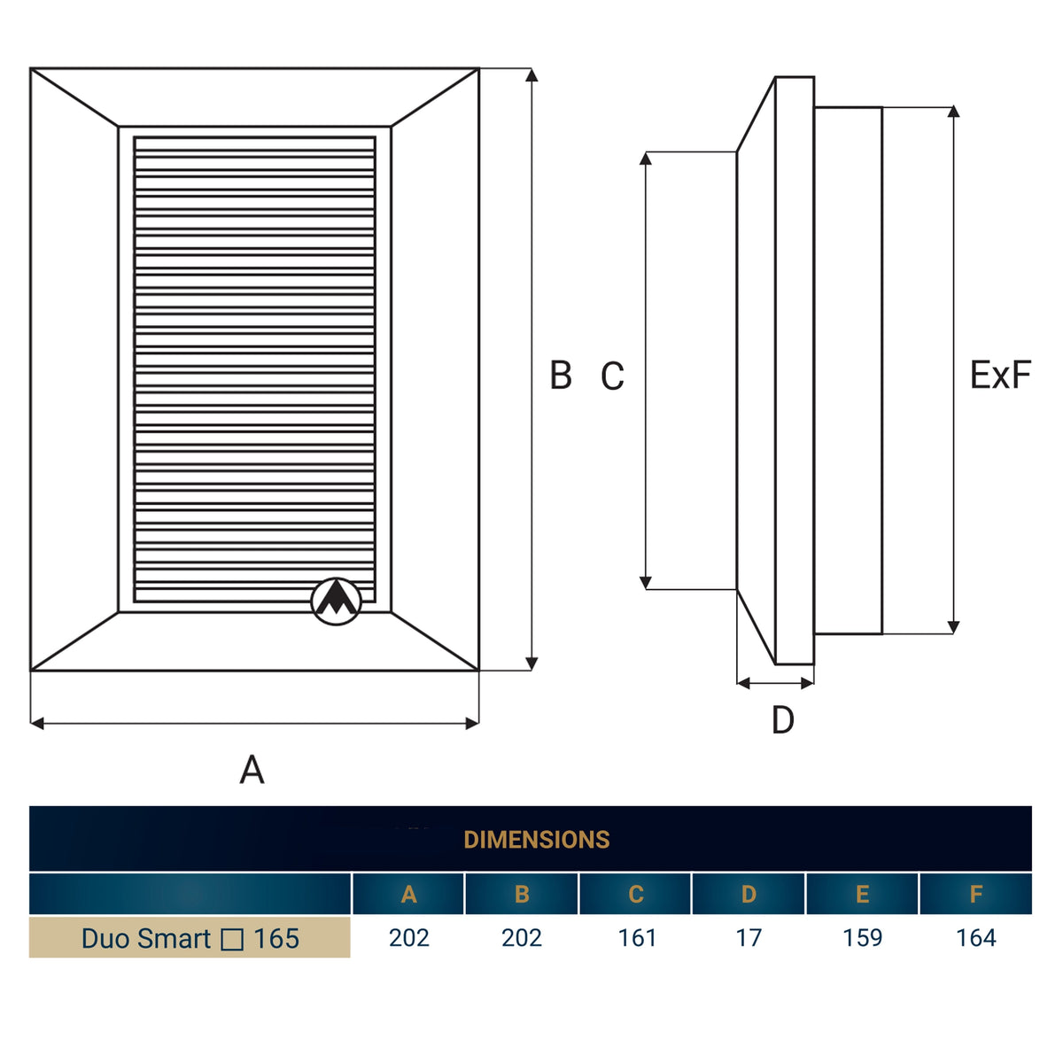White Duo Smart Louvre Vent with Fly Mesh, 165mm x 165mm