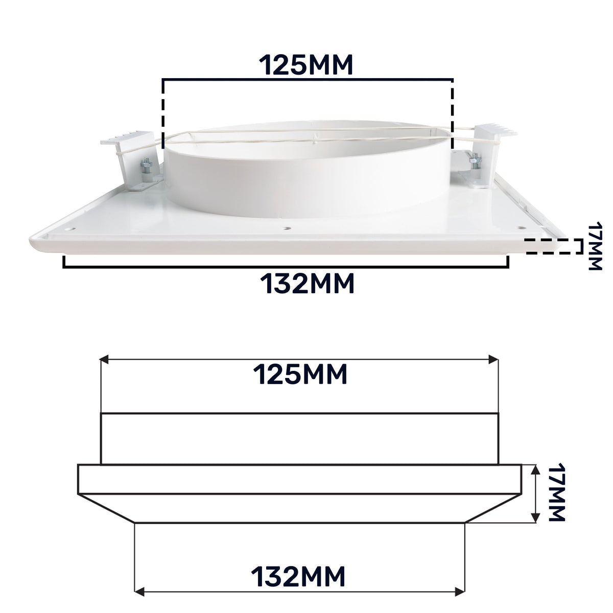 White Duo Smart Louvre Vent with Fly Mesh, 125mm x 125mm