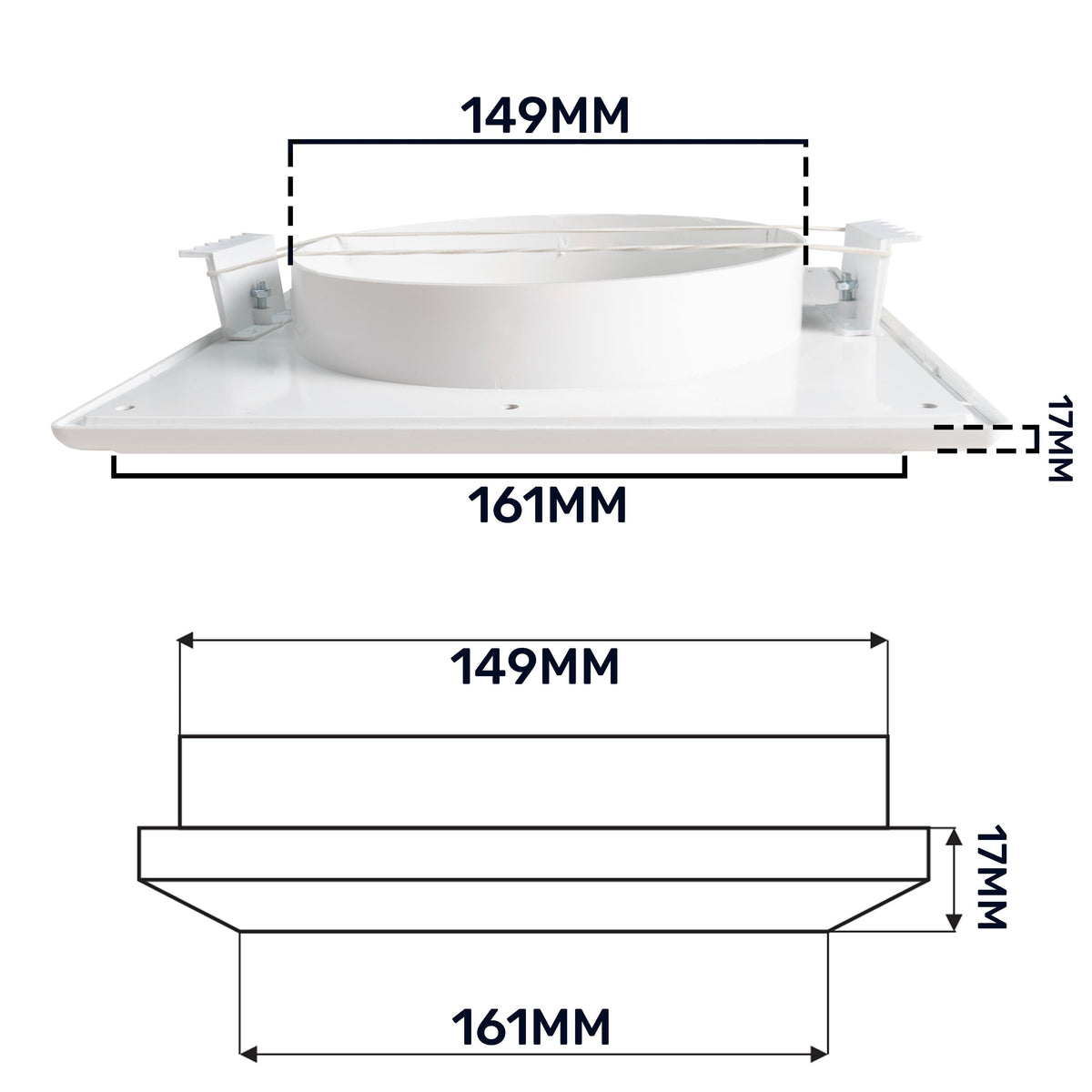 White Duo Smart Louvre Vent with Fly Mesh, 150mm x 150mm