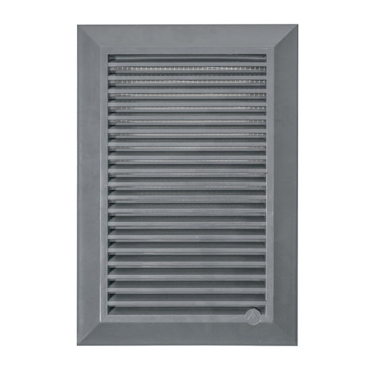 Grey Duo Smart Louvre Vent with Fly Mesh, 140mm x 210mm