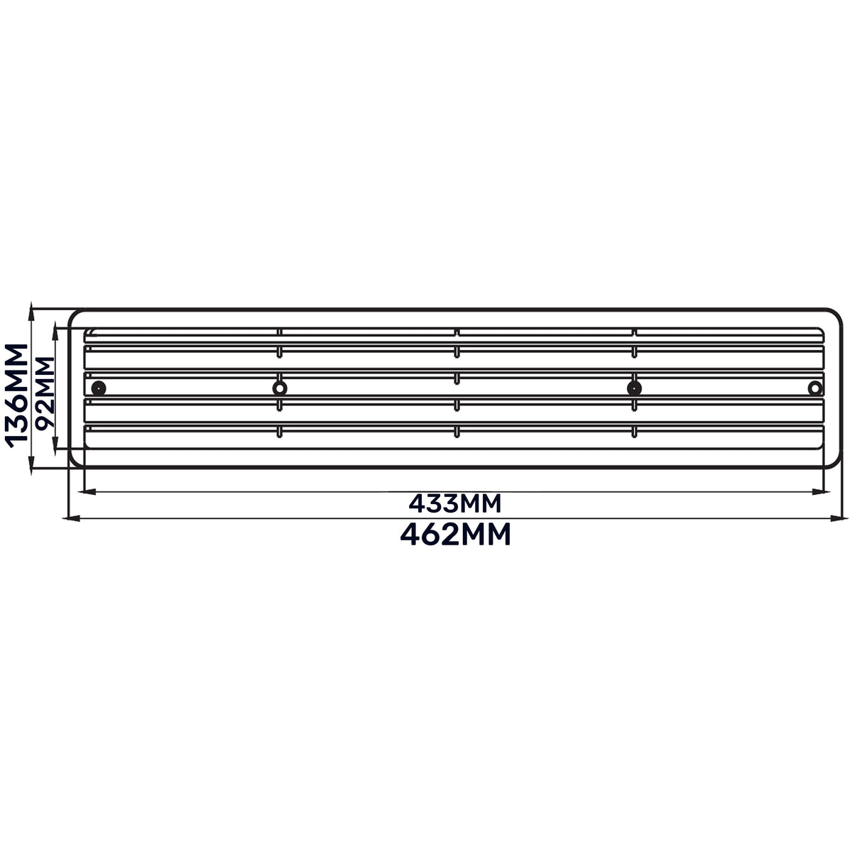 White Rectangle Louvre Door Vent, 90mm x 445mm