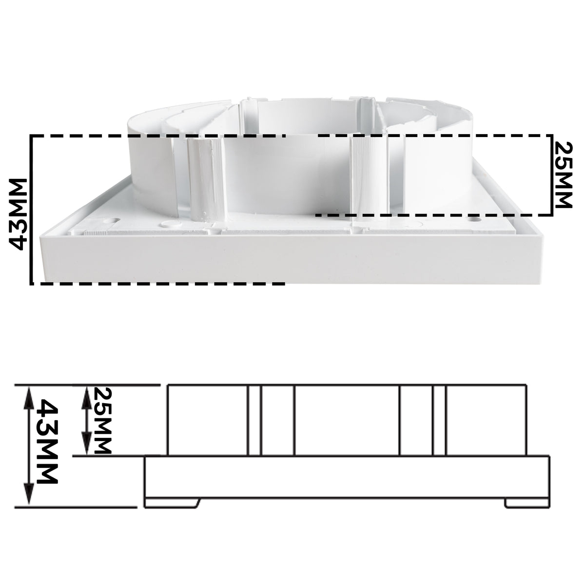 White External Louvre Vent with Fly Screen, 100mm x 125mm