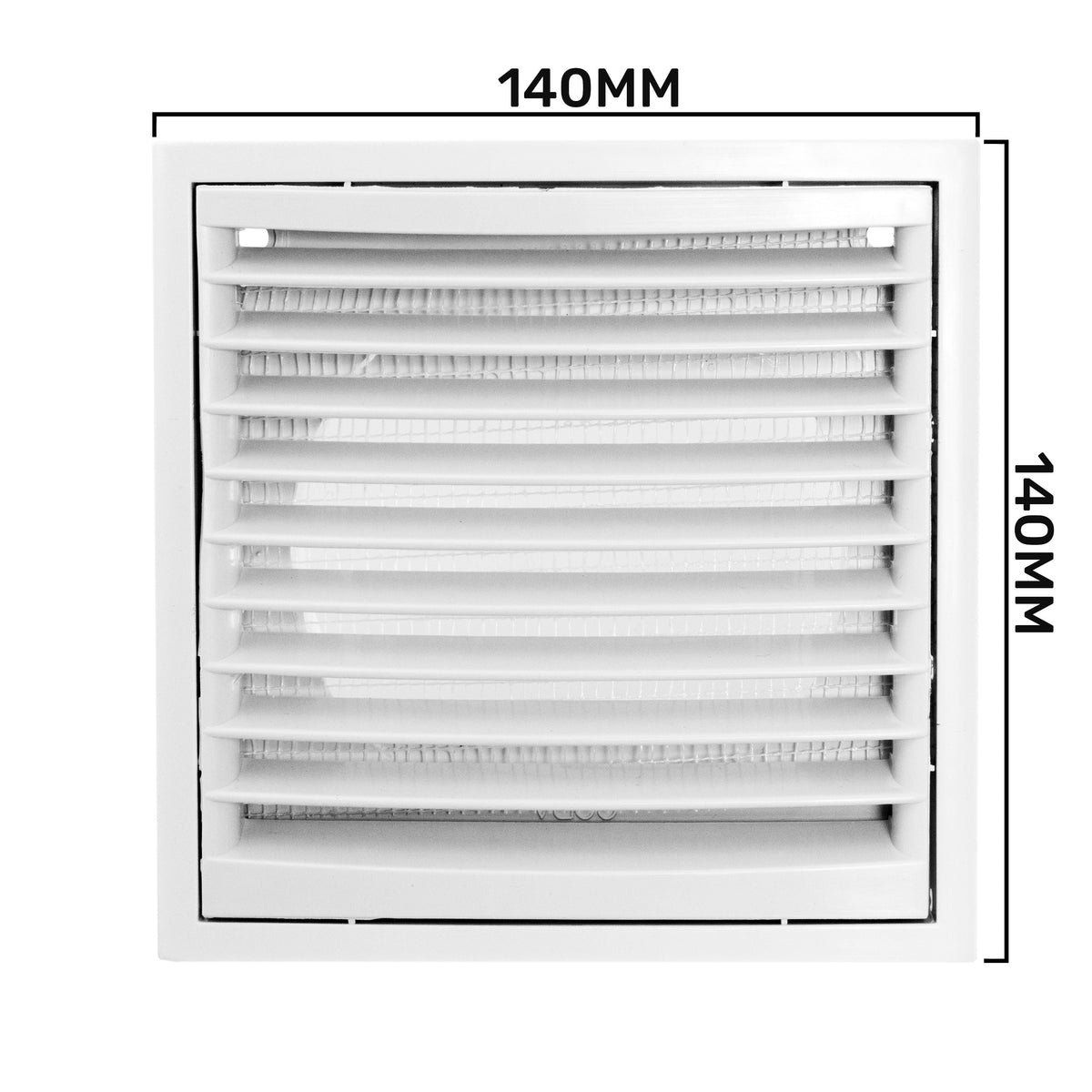White External Louvre Vent with Fly Screen, 100mm x 125mm