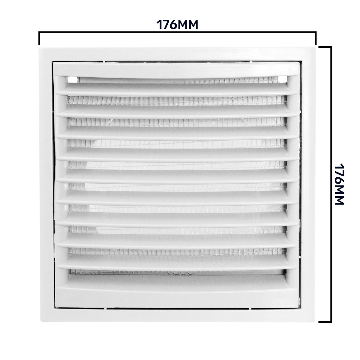 White External Louvre Vent with Fly Screen, 150mm x 150mm
