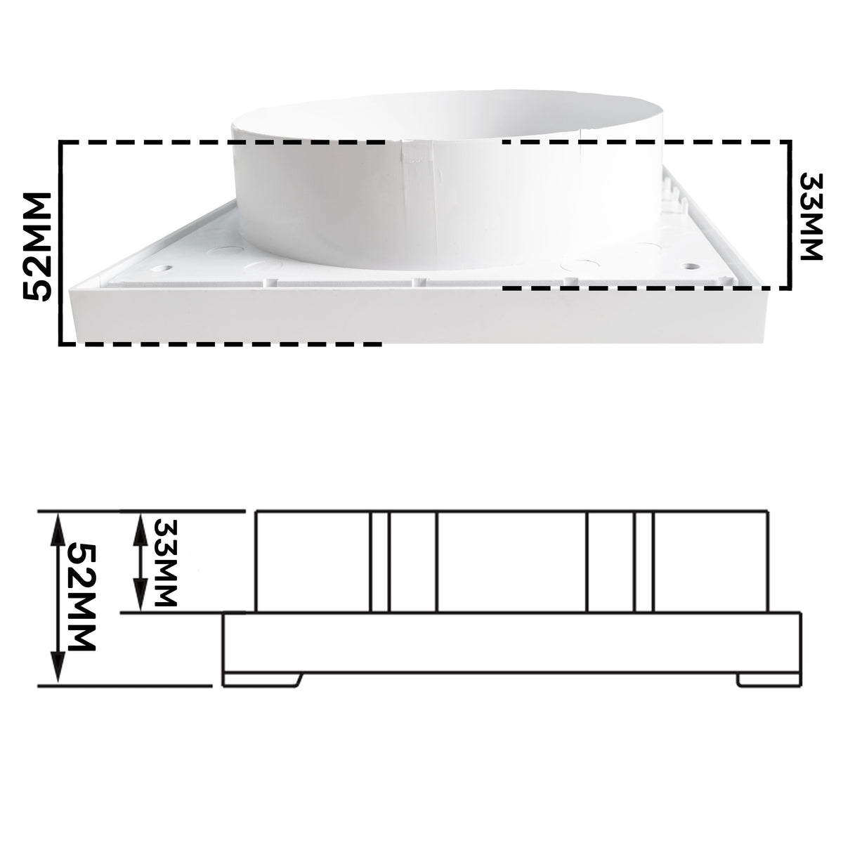 White External Louvre Vent with Fly Screen, 150mm x 150mm