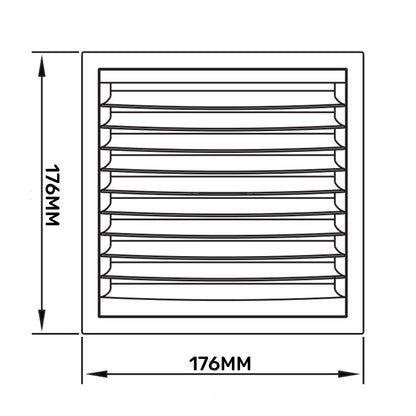 White External Louvre Vent with Fly Screen, 150mm x 150mm