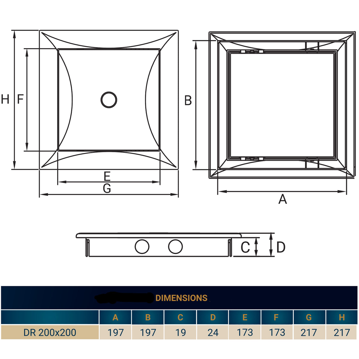 White Access Panel Service Door, 200mm x 200mm