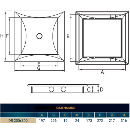 White Access Panel Service Door, 200mm x 300mm