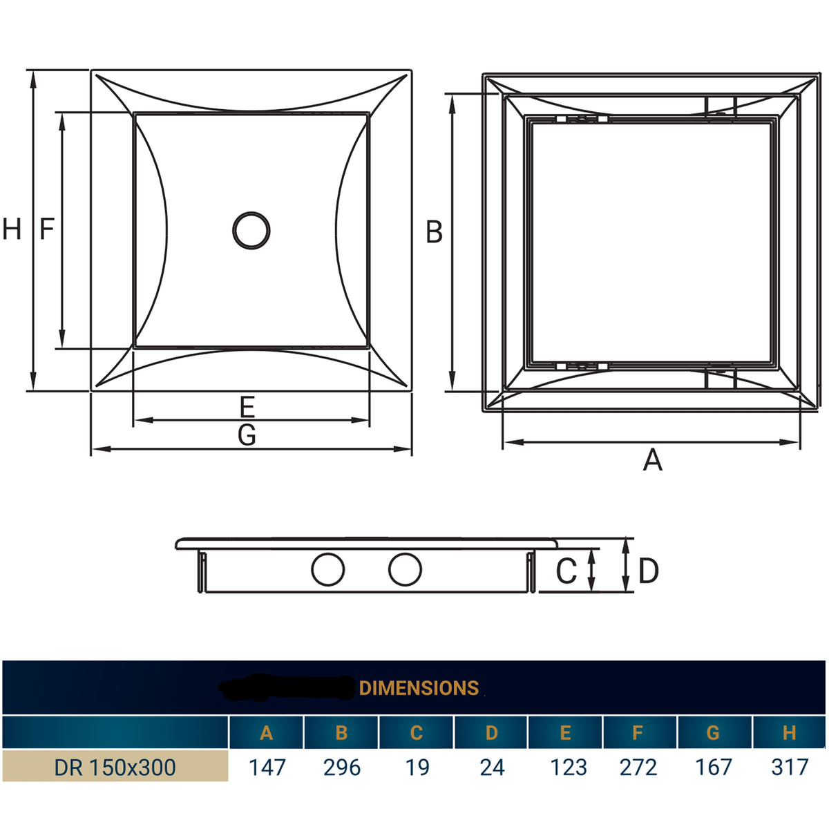 White Access Panel Service Door, 150mm x 300mm