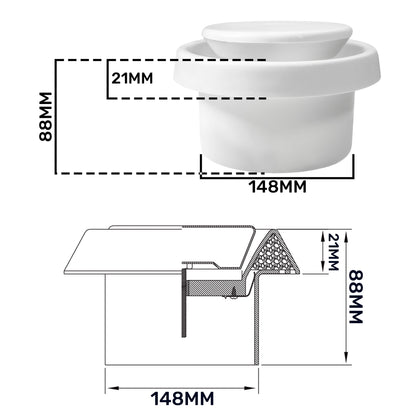 White Anemostat Intake Ceiling Valve, 150mm