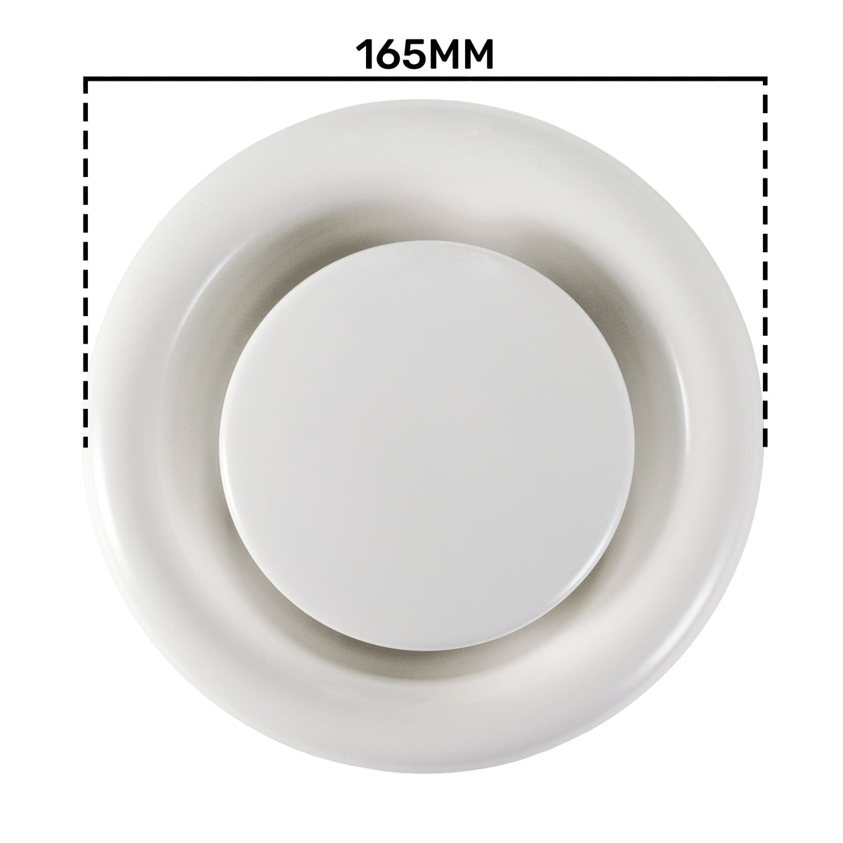 White Metal Anemostat Exhaust Ceiling Valve, 125mm