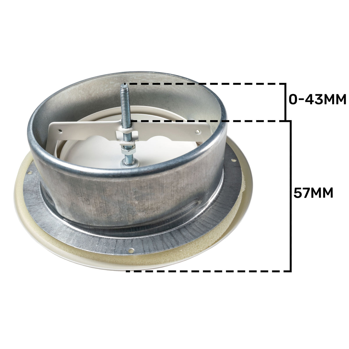 White Metal Anemostat Exhaust Ceiling Valve, 125mm