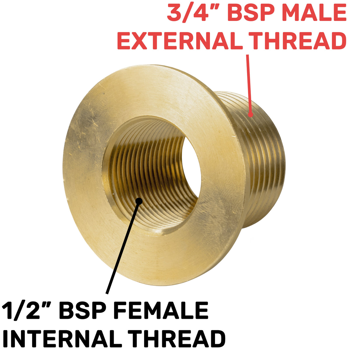 Brass Water Butt Tank Adapter, 3/4" BSPM to 1/2" BSPF