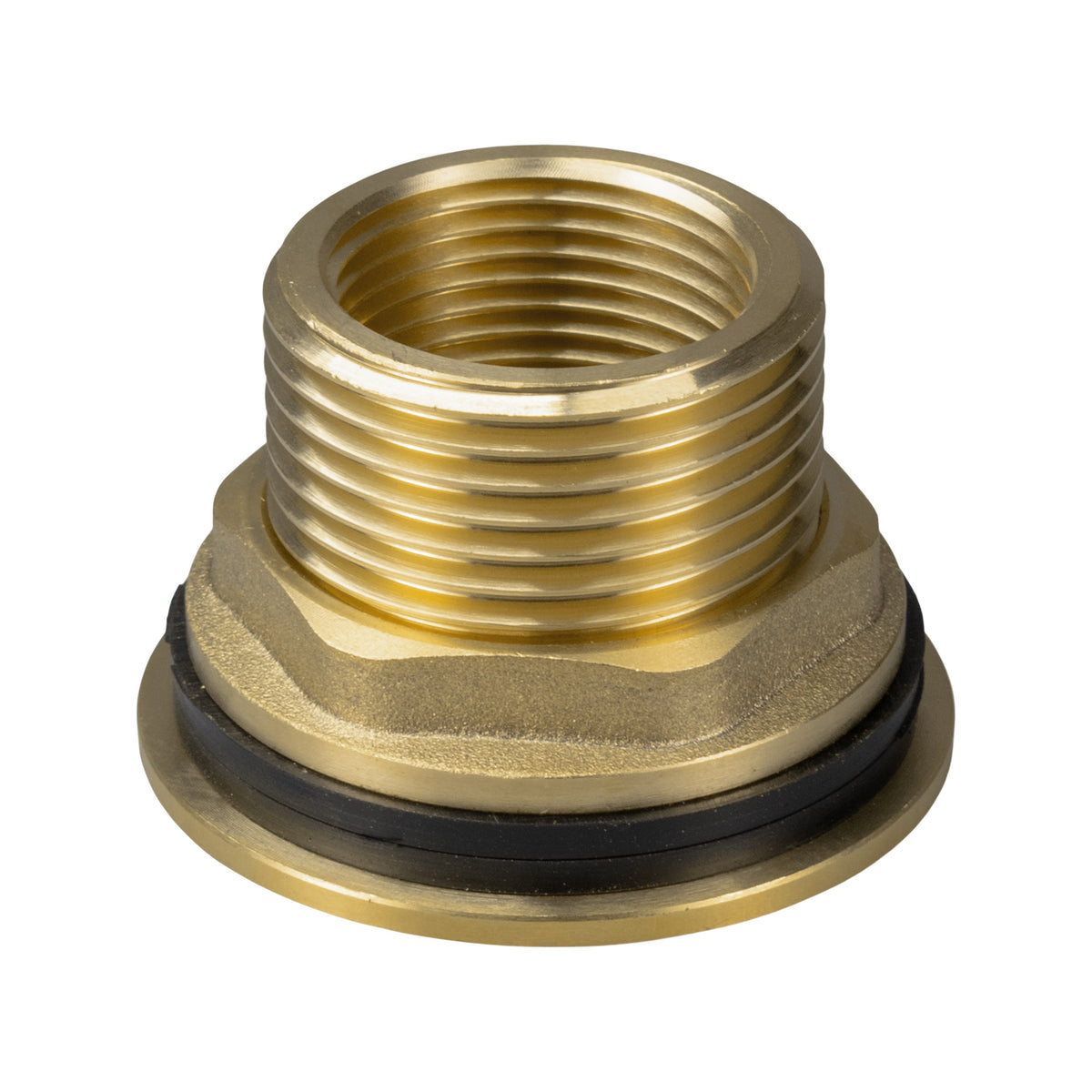 Brass Water Butt Tank Adapter, 1" BSPM to 3/4" BSPF