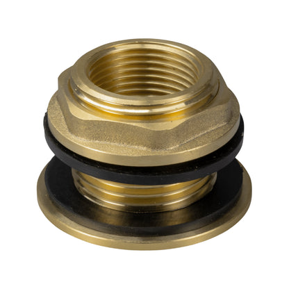 Brass Water Butt Tank Adapter, 1" BSPM to 3/4" BSPF