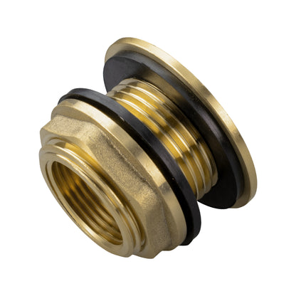 Brass Water Butt Tank Adapter, 1" BSPM to 3/4" BSPF