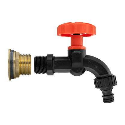 Brass Water Butt Adapter & Plastic Bib Tap