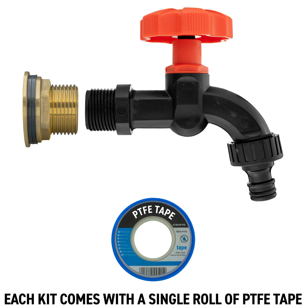 Brass Water Butt Adapter & Plastic Bib Tap