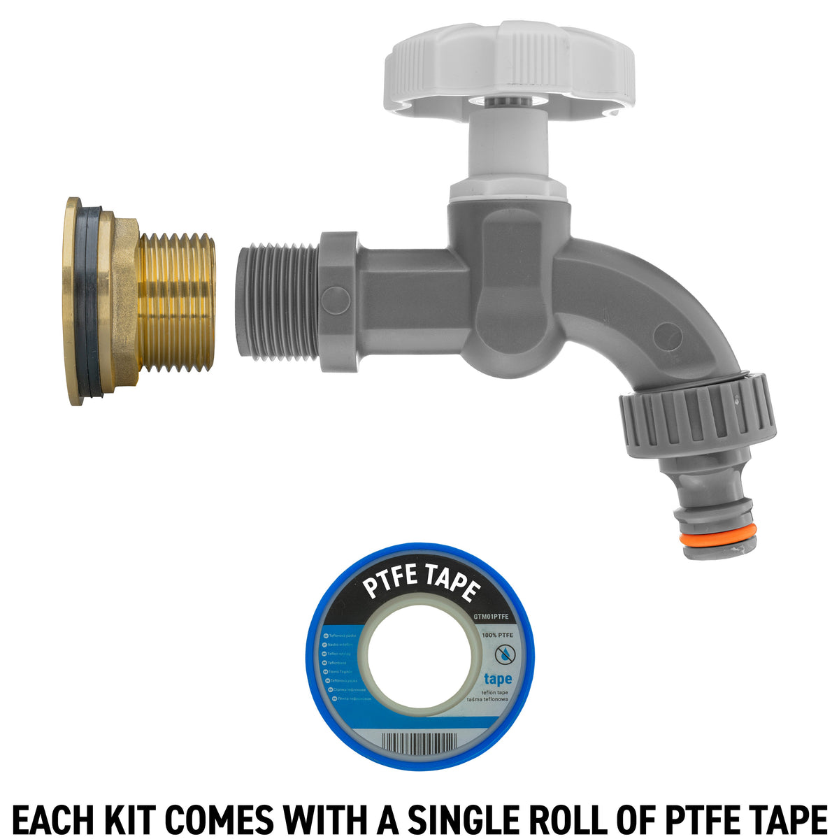 Brass Water Butt Adapter & Plastic Bib Tap