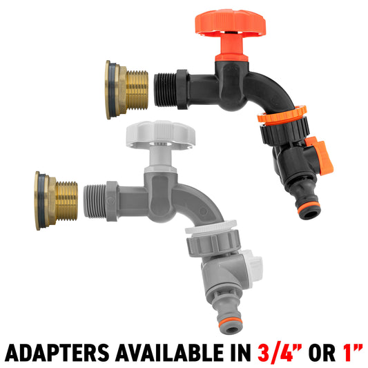 Brass Water Butt Adapter + Plastic Bib Tap & Splitter