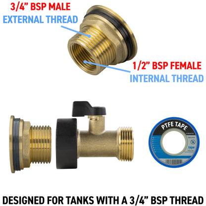 Full Brass Water Butt Adapter & Valve Kits