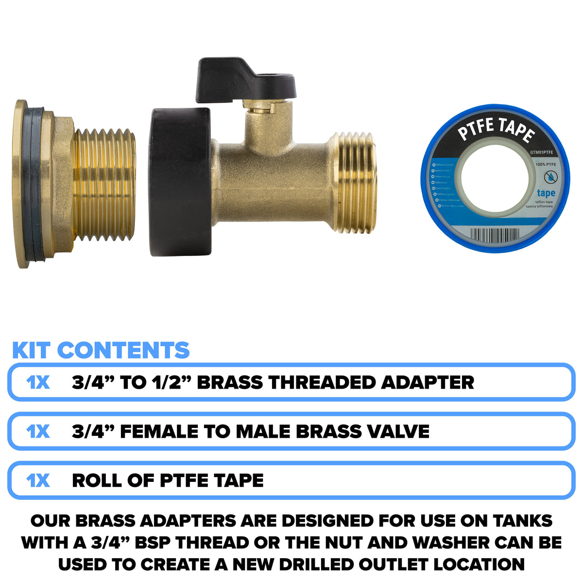 Full Brass Water Butt Adapter & Valve Kits