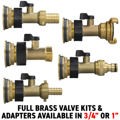 Full Brass Water Butt Adapter & Valve Kits