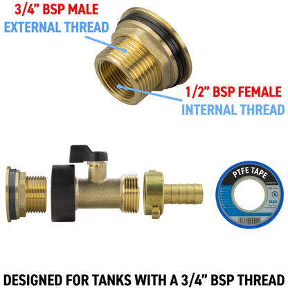 Full Brass Water Butt Adapter & Valve Kits