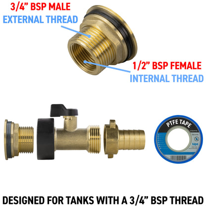 Full Brass Water Butt Adapter & Valve Kits