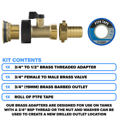 Full Brass Water Butt Adapter & Valve Kits