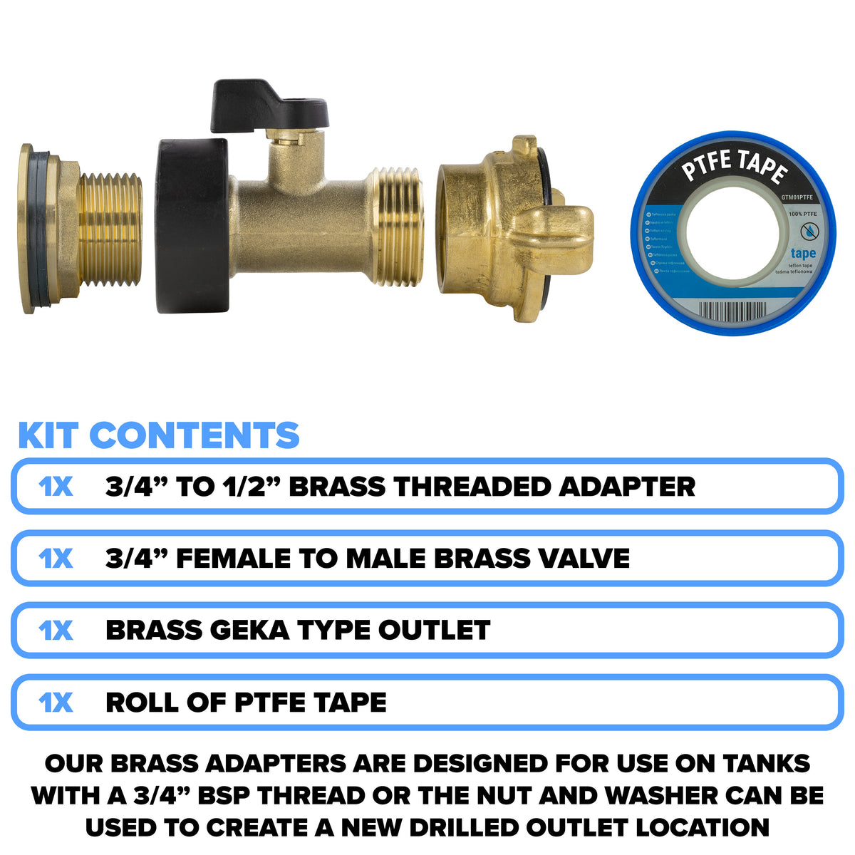 Full Brass Water Butt Adapter & Valve Kits