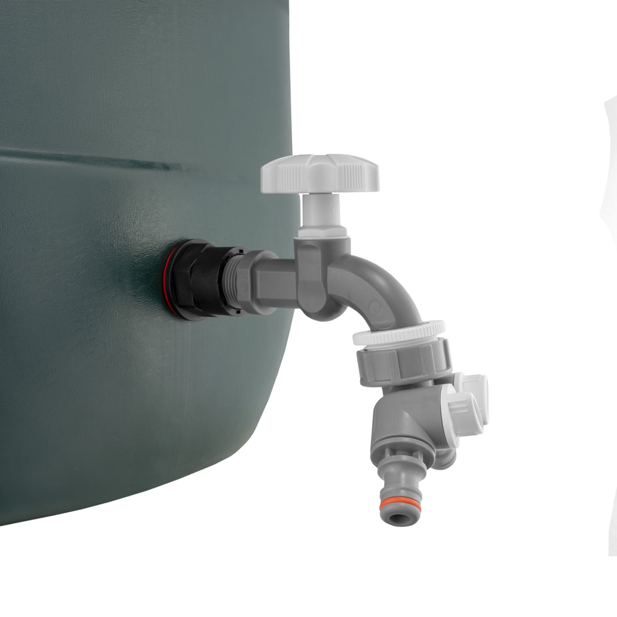 Water Butt Adapter + Grey Plastic Bibtap & Splitter