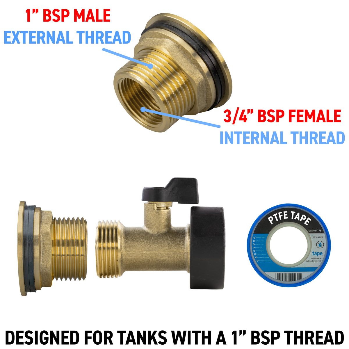 Full Brass Water Butt Adapter & Valve Kits