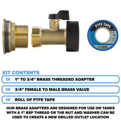 Full Brass Water Butt Adapter & Valve Kits