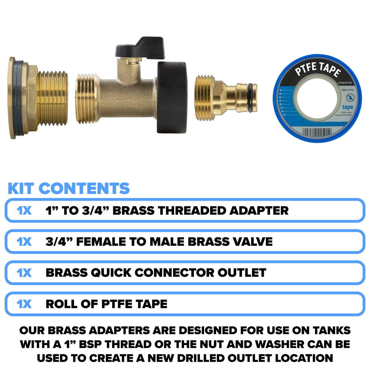 Full Brass Water Butt Adapter & Valve Kits